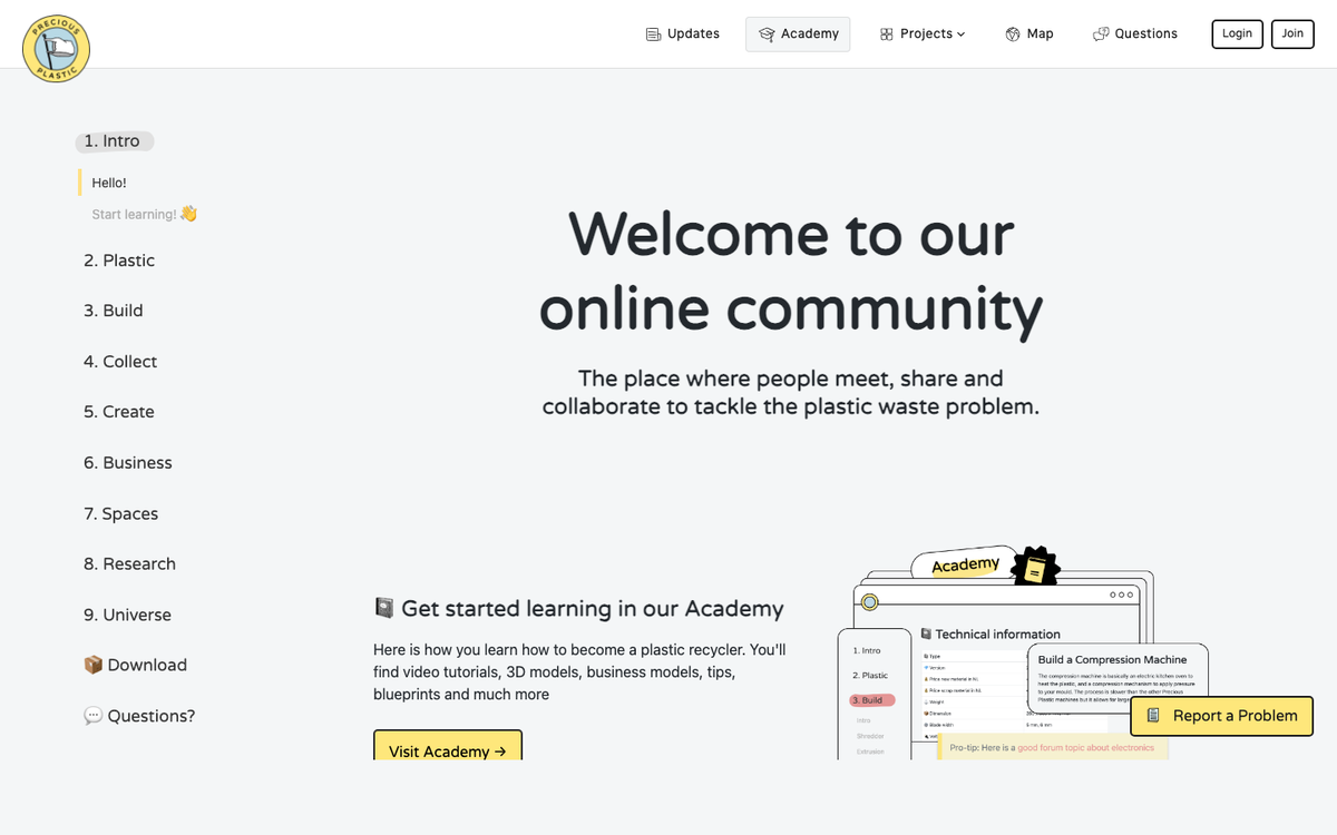 The Community Platform, the open-source app behind Precious Plastic and One Army